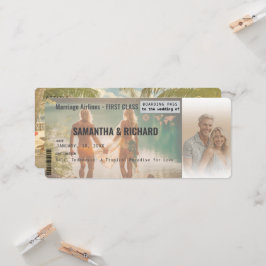 Beach Wedding Boarding Pass Romantic Beach  Inbjudningar