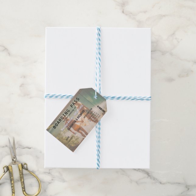 Beach Wedding Boarding Pass Romantic  Presentetikett (With Twine)