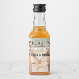 Beach Wedding Boarding Pass Romantic  Spritflaskor Etikett