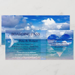 Beach Wedding Boardingkort Biljett-destination Inbjudningar