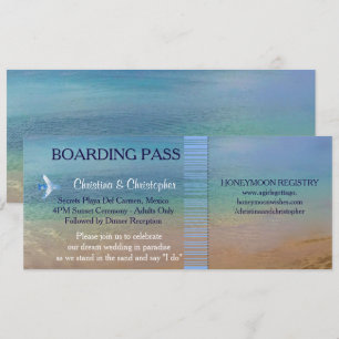 Beach Wedding Boardingkort Biljett-destination Inbjudningar