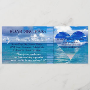 Beach Wedding Boardingpass Biljett-destination Inbjudningar