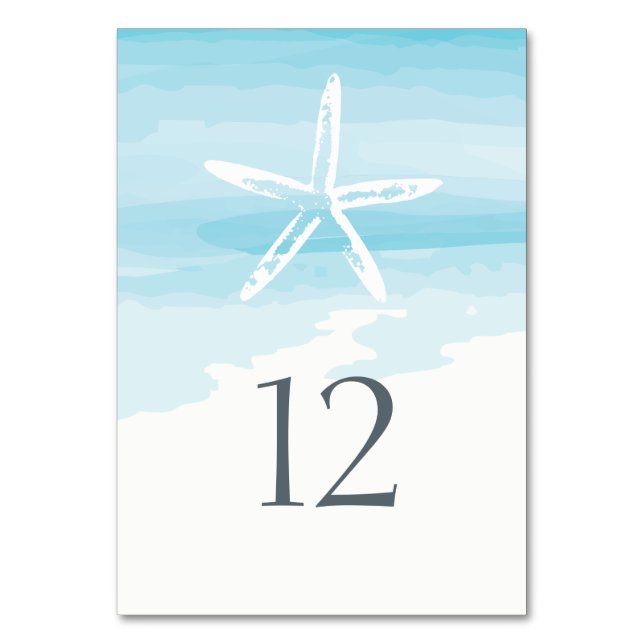 Beach Wedding Bord Card Bordsnummer (Framsidan)