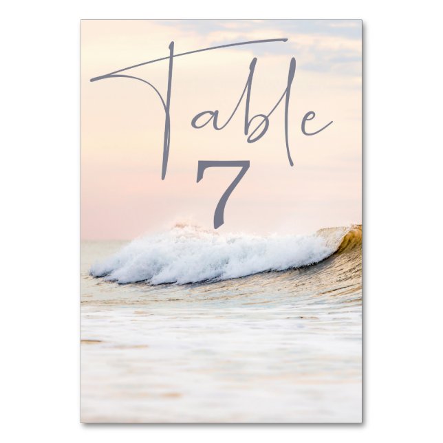 BEACH WEDDING BORD-KORT | OKEAN SUNSET NUMMER BORDSNUMMER (Framsidan)