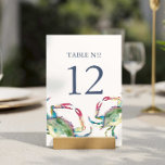Beach Wedding Bordsnummer Blue Crab<br><div class="desc">Förbättra din bröllopsdekoration med den här personligen, bordsnummer- kortet för strandbröllop, en del av kustvraket vid bröllop, svit av Do tell A Belle. Med mina ursprungliga vattenfärgsbilder i klara skuggor av rött, blått, turkos och grönt innehåller det här kortet bordsnummer, namn och bröllop-datum för en anpassningsbar. Perfekt för ett strandbröllop...</div>