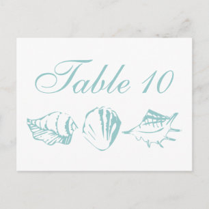 Beach Wedding Bordsnummer Blue Seashells