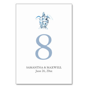 Beach Wedding Bordsnummer Cards Sea Turtle