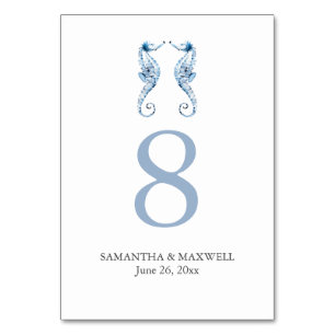 Beach Wedding Bordsnummer Cards Seahorse