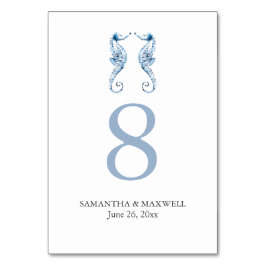 Beach Wedding Bordsnummer Cards Seahorse