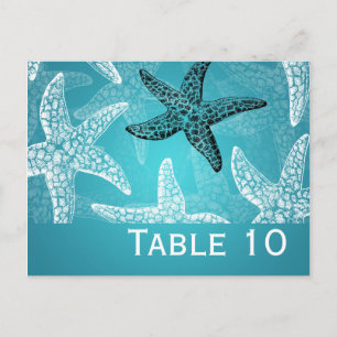 Beach Wedding Bordsnummer Starfish Blue