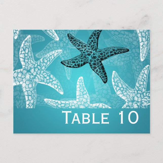 Beach Wedding Bordsnummer Starfish Blue (Framsida)