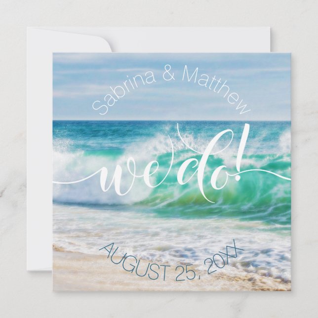 Beach Wedding Breaking Vinkar Vi gör Inbjudningar (Framsida)