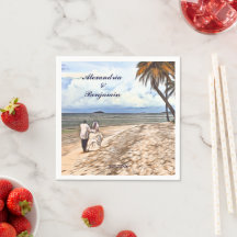 Beach Wedding Bride Groom Watercolor Handflatan An