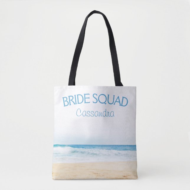 Beach Wedding Bridesmaid Namn Tote Bag Tygkasse (Framsida)