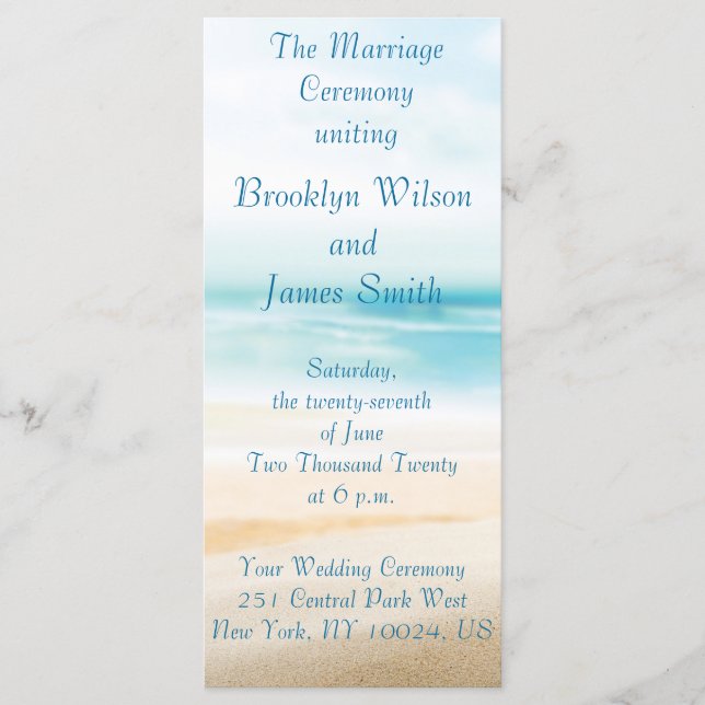 Beach Wedding Ceremony-program Program (Framsida)