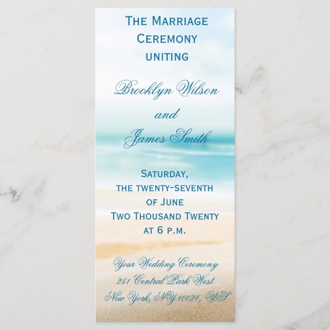 Beach Wedding Ceremony-program Program (Framsida)