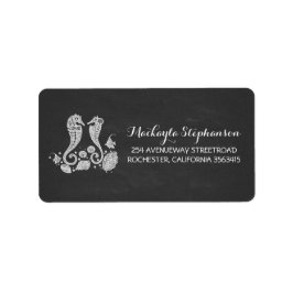 Beach Wedding Chalkboard Seahorse Adressetikett