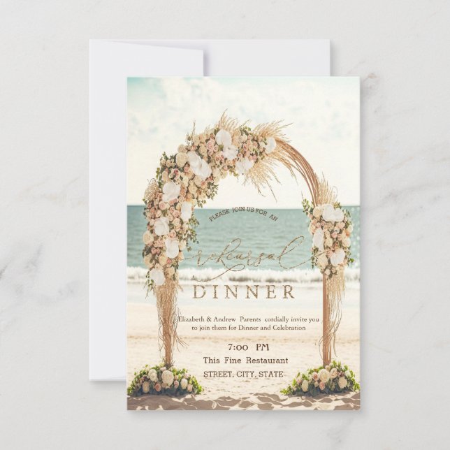 Beach Wedding Chic Arbor Ro Rehearsal Dinner Inbjudningar (Framsida)