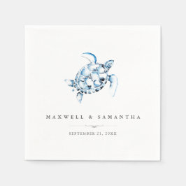 Beach Wedding Cocktail Napkins Sea Turtle Pappersservett
