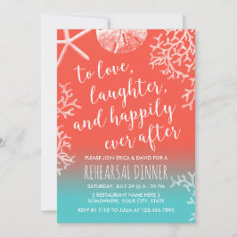 Beach Wedding Coral Reef Starfish Rehearsal Middag Inbjudningar