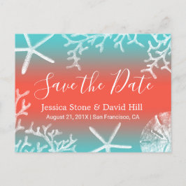 Beach Wedding Coral Reef Starfish Spara datumet Meddelande Vykort