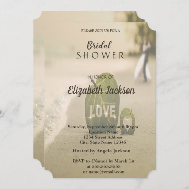 Beach Wedding Couple, Kärlek Möhippa Inbjudningar (Fram/baksida)