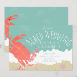 Beach Wedding Crab Sand Ocean Vinkar-inbjudan Inbjudningar