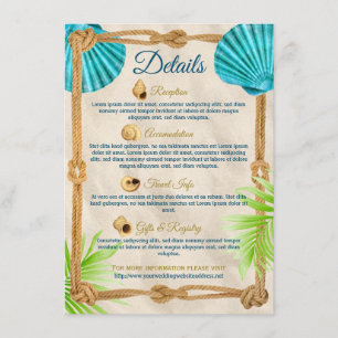 Beach Wedding Details Turcos Seashell Rope Handfla Tilläggskort
