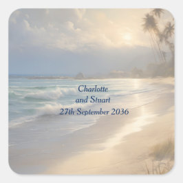 Beach Wedding Fyrkantigt Klistermärke
