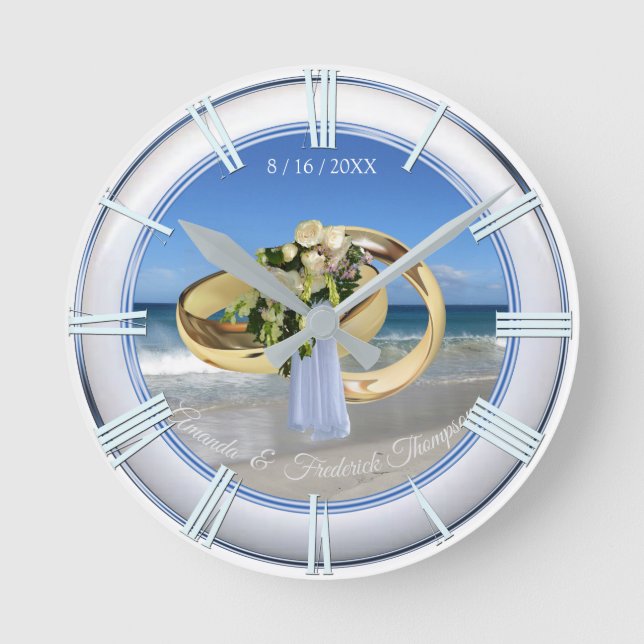 Beach Wedding Gift Clock Rund Klocka (Framsida)
