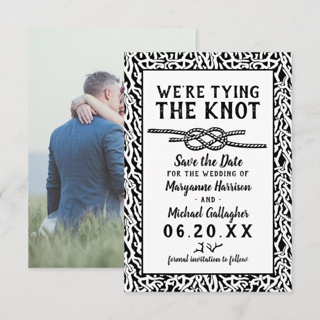 Beach Wedding Gifter sig Coral Modern Photo Spara Datumet (Fram/baksida)