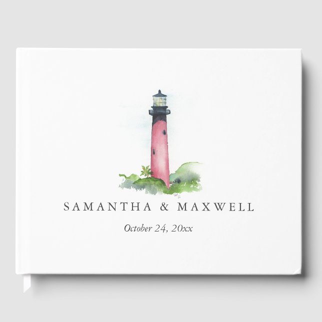 Beach Wedding Guest Bok Watercolor Lighthouse (Framsida)