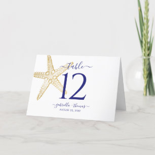 Beach Wedding Guld Nautical Starfish Bordsnummer