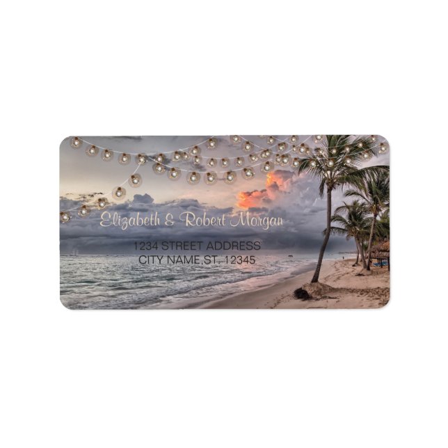 Beach Wedding,Handflatan-etikett Adressetikett (Framsidan)