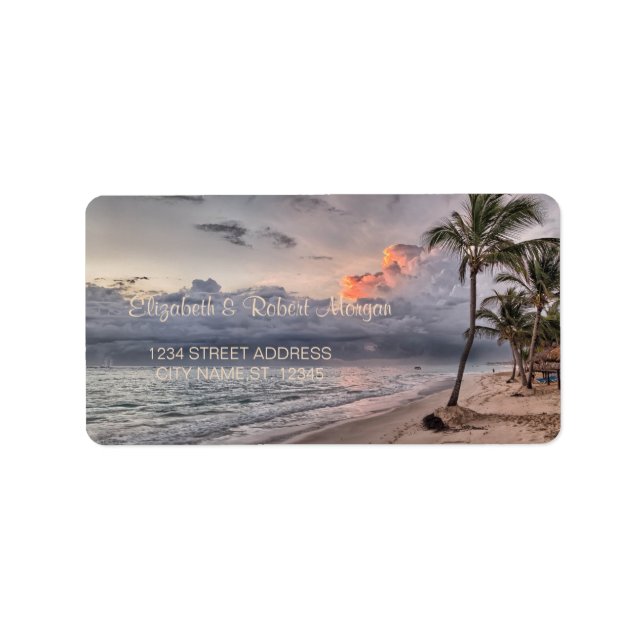 Beach Wedding,Handflatan-etikett Adressetikett (Framsidan)