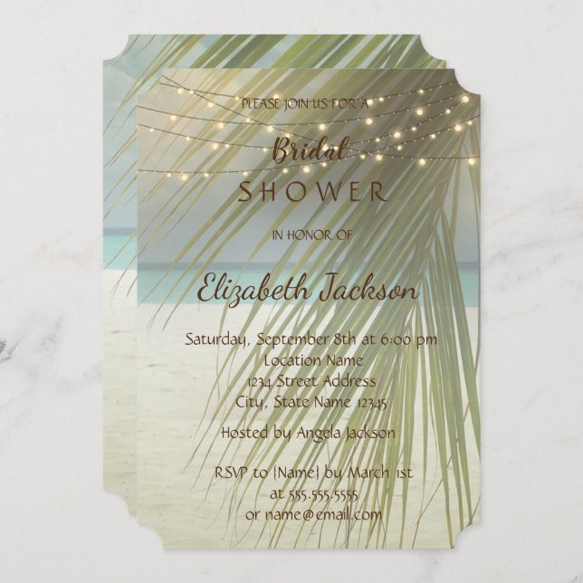 Beach Wedding Handflatan Löv Möhippa Inbjudningar (Fram/baksida)