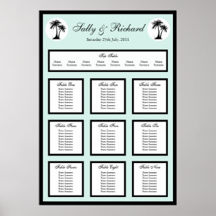 Beach Wedding Handflatan Träd Bord Skriv ut Poster