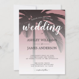 Beach Wedding handflatan Träd Dusty Ro Inbjudningar