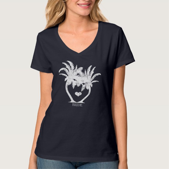 Beach Wedding handflatan Träd Tee Shirt (Framsida)