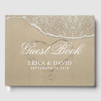 Beach Wedding Heart i Sand-Eleganten Gästböcker