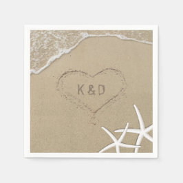 Beach Wedding Heart i Sand Starfish Pappersservett