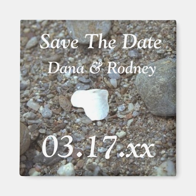 Beach Wedding Heart Photo Anpassningsbar Sparar da Magnet (Framsidan)