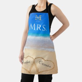 Beach Wedding Hearts in Sand Family Monogram