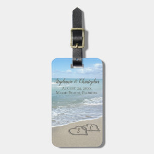 Beach Wedding Hearts in the Sand Elegant Bagagebricka