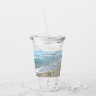 Beach Wedding Hearts in the Sand Elegant Take Away Mugg