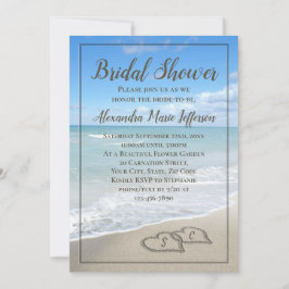 Beach Wedding Hearts in the Sand Möhippa Inbjudningar