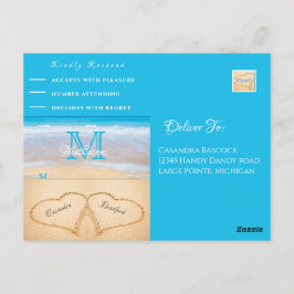 Beach Wedding Hearts in the Sand OSA Vykort