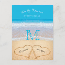 Beach Wedding Hearts in the Sand OSA Vykort