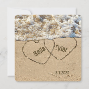 Beach Wedding Hearts Inbjudningar