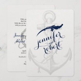 Beach Wedding i marinen och Silver Inbjudningar